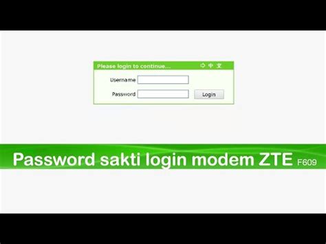 Hal ini dilakukan agar modem zte sendiri lebih aman katanya. Password sakti login modem telkom ZTE F609 - YouTube