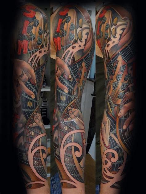 Looking for a good deal on clock tattoos? 60 Music Sleeve Tattoos For Men - Lyrical Ink Design Ideas