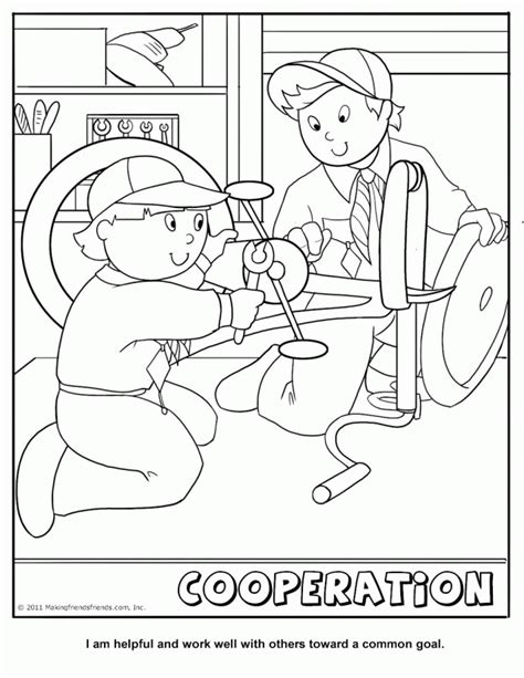 Coloring sheets, books and pages can be integral in preparing kids for the more structured work on paper whether they stay in the lines or not, coloring fosters a creative spirit and an appreciation for visual but, my thoughts are let children free hand at home. Printable Cooperation Coloring Pages For Kindergarten ...