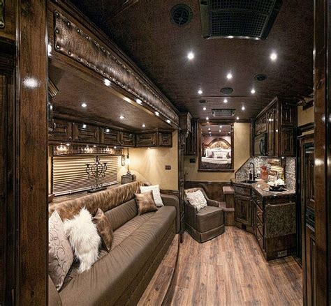 Rv kitchen setups with dark. Awesome trailer | Horse trailer living quarters, Dark ...