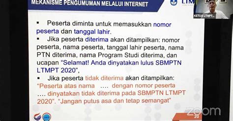 Ltmpt menjadwalkan pengumuman snmptn 2020/2021 semula pada tanggal 4 april namun kemudian diundur. Pengumuman SBMPTN 2020: 510 Peserta Didiskualifikasi karena Curang - Tirto.ID