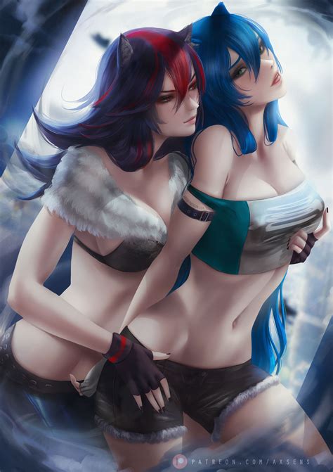 The girls featured on here all have very long hair and that could be used during sex. original characters, blue hair, long hair, axsens ...