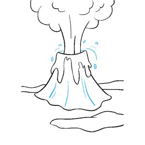 Start to draw the smoke from the volcano. Mayon Volcano Simple Drawing