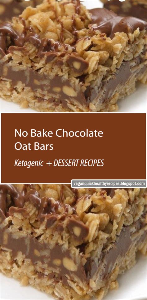 These no bake chocolate oatmeal bars fit the bill, and they're even somewhat healthy to boot. No Bake Chocolate Oat Bars - Vegan Quick Healthy Recipes