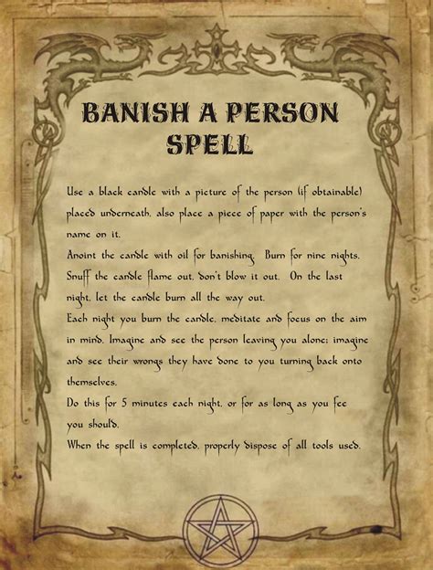 Banish a Person Spell for homemade Halloween Spell Book. | Halloween spell book, Spell book 