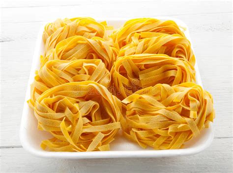 Noodles Tagliatelle. Nest. White Isolated Background. View From Above ...