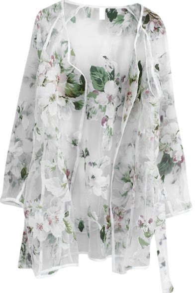 Maybe you would like to learn more about one of these? Organza Floral Pattern Sheer Open Front Long Sleeve Coat ...