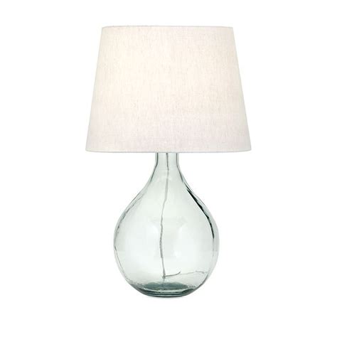 A rejuvenation of a classic design with a chrome post, fabric shade graced with a crystal base following a combination of chrome and beige. Albany Recycled Glass Table Lamp | Glass table, Glass ...