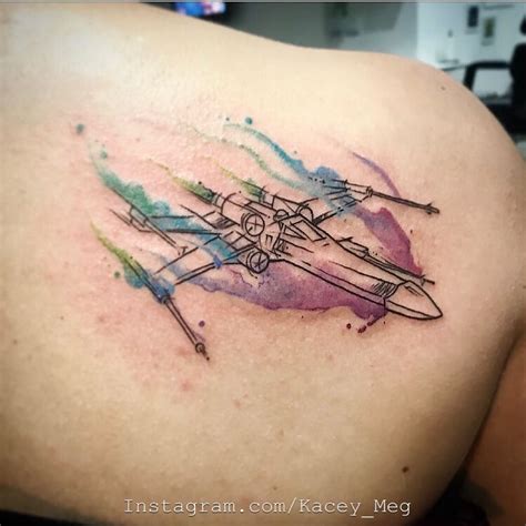 Vidovic was at damask tattoo and has study fine art and graphic design at northwest college of arts to get her to where she is today. 🦖Tattooist Kacey Meg on Instagram: "Watercolour X-wing ...