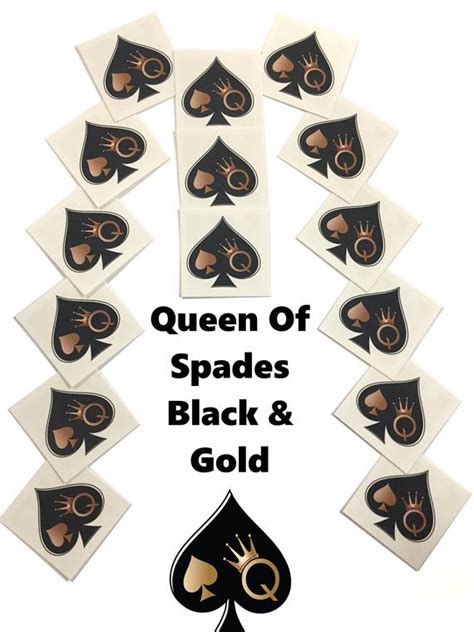 The playing cards symbol usually with a 'q' above or inside. 2-100pc Queen Of Spades QOS Gold Black Temporary Tattoo Fetish