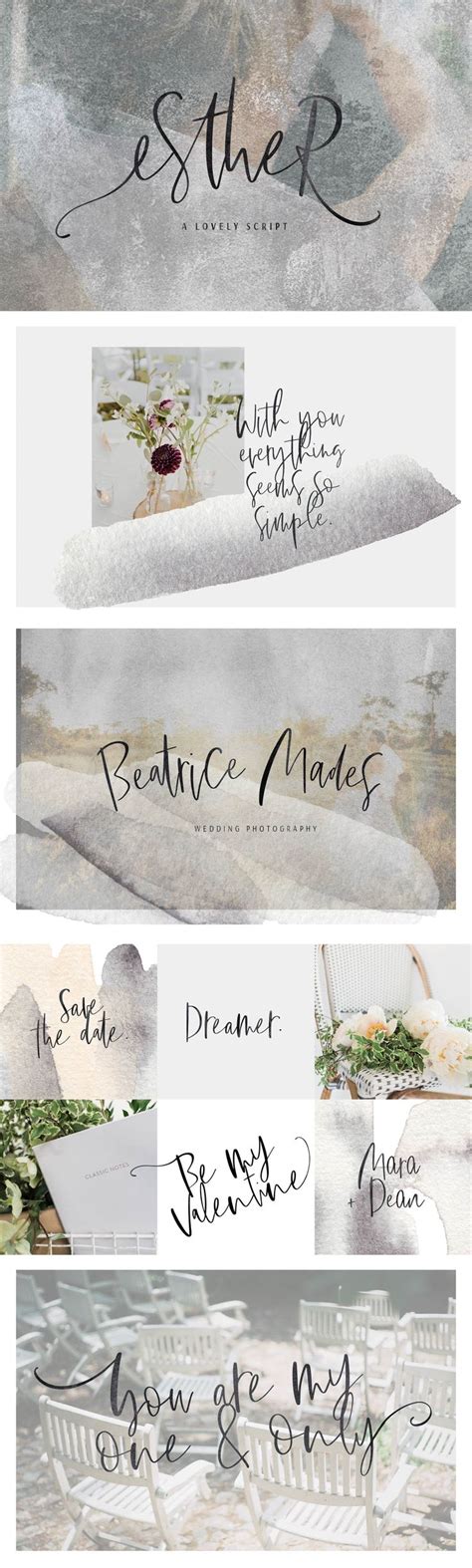 A fun and casual handwritten brush typeface. Esther | A Lovely Script | Tattoo fonts, Floral logo ...