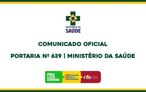O ministério da saúde veio de um desdobramento do ministério da educação e saúde e cultura. COMUNICADO: PORTARIA Nº 639 - MINISTÉRIO DA SAÚDE - CFO
