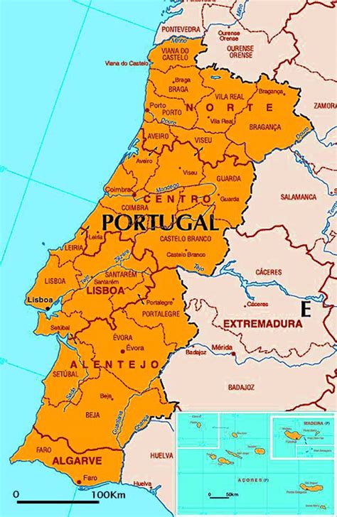 Physische landkarte von portugal karten von portugal mit straßenkarte und sehenswürdigkeiten. Portugal Politische Karte
