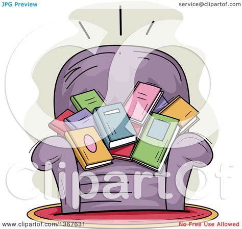 Purple chair folding chair wing chair paimio chair eames lounge chair barcelona chair. Clipart of a Sketched Purple Arm Chair Filled with Books ...