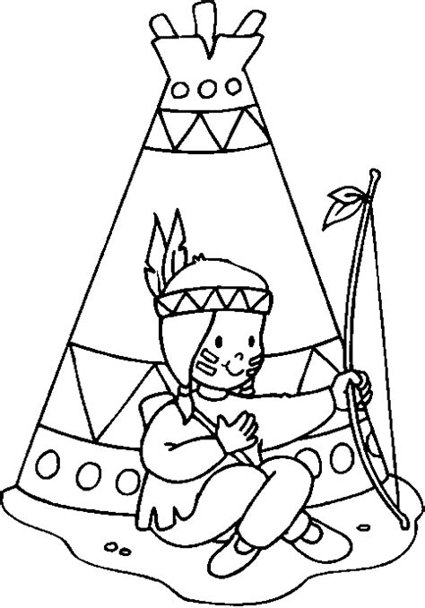 Print the al sleepy teepee coloring page, all you need are crayons, markers and a little creativity. Coloring Indian child sitted in front of his tepee picture ...