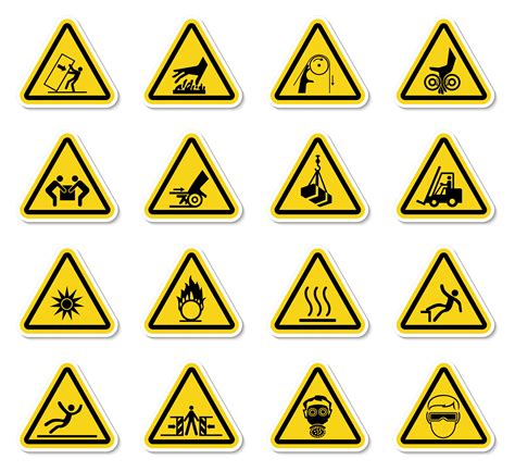 Warning Hazard Symbols labels Sign 1186658 Vector Art at Vecteezy