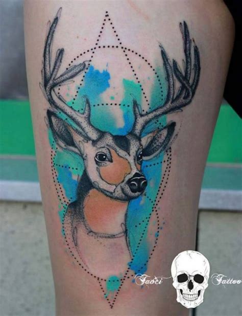 Deer tattoo sizing and placements. Watercolor deer | Tatoo, Cervo