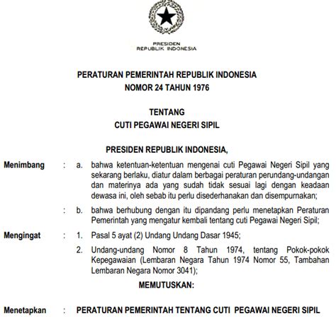 PERATURAN TENTANG CUTI PEGAWAI NEGERI SIPIL (PNS ...