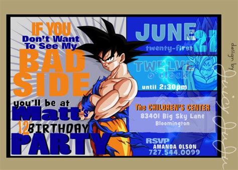 What an awesome dragon ball z birthday party! Goku Party Invitation Dragon Ball Z Anime Printable | High ...