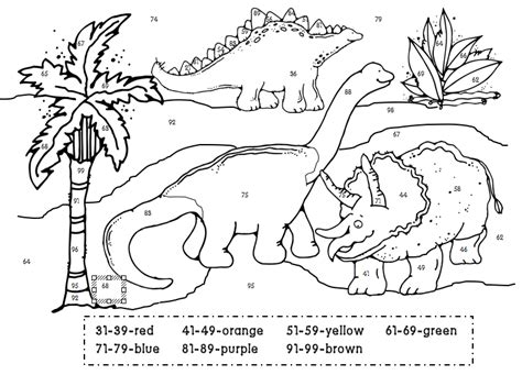 Young kids will love exploring, playing, and learning about dinosaurs for preschool with this epic dinosaur play!in this baking soda and vinegar experiment, toddlers, preschoolers, kindergartners, and grade 1 students will get to pretend play with dinosaurs in a sensory bin for kids that not only allows for creativity, but includes a fun science activity. Dino Color By Numbers | Dinosaur theme preschool, Dinosaur ...