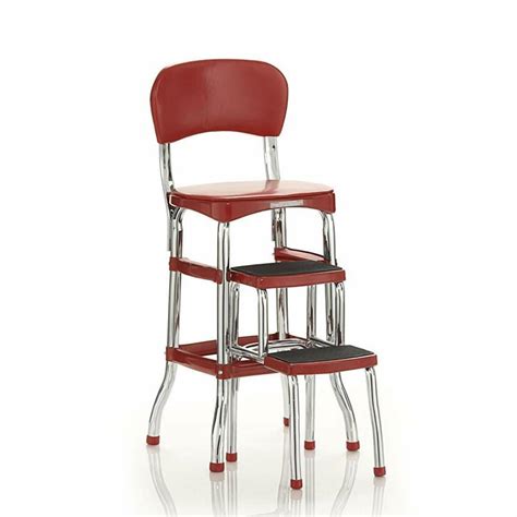 Options in design, material and color are yours to decide. Cosco 11120RED1E Retro Counter Chair/Step Stool, Sliding, Red