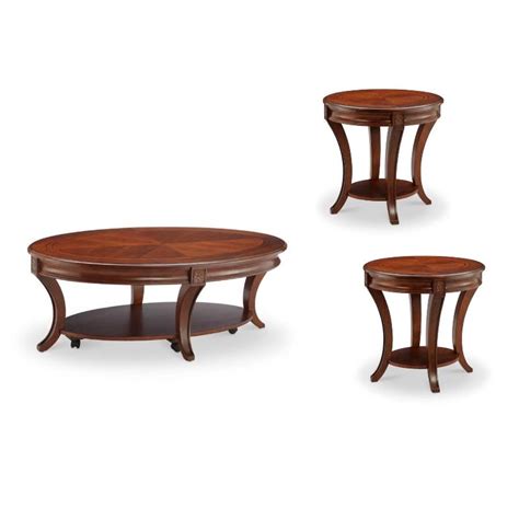 23.6 x 23.6 x 2 h 3 Piece Transitional Coffee and End Table Set in Cherry ...