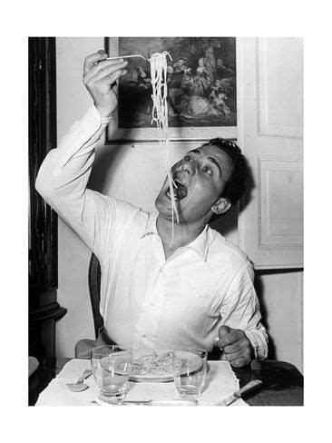 He was the voice of oliver hardy in the italian version of the films. Photographic Print: Alberto Sordi Eating Spaghetti ...