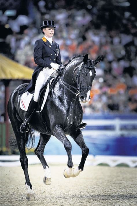 She won 9 olympic medals in 1992, 1996, 2000, 2004, 2008, 2012 in equestrian. Paard Van Anky Van Grunsven