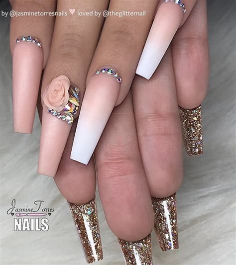 Comle fake nail book sticers snag french press tea presto french fry cutter dh nails manual press moyra nail art french style plain fake nails coffin nail tipa death coffin. 50 Pretty French Pink Ombre And Glitter On Long Acrylic ...