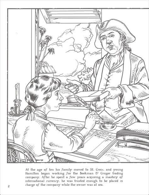 Download and print free hamilton coloring pages with quotes from alexander hamilton, george washington, the schulyer sisters, and even king george iii. Alexander Hamilton Coloring Book | Dover Publications ...