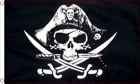 Een zeerover die in handen viel van de nationale autoriteiten, werd op zee vaak gebonden overboord gezet. Piratenvlag Crossed Sabres 150x240cm kopen bij Vlaggenclub!