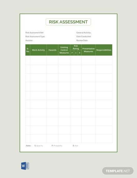 Creating a risk assessment document allows a project manager to prepare for the inevitable. FREE Risk Assessment Template: Download 239+ Sheets in Word, PDF, Apple Pages, Excel, Numbers ...