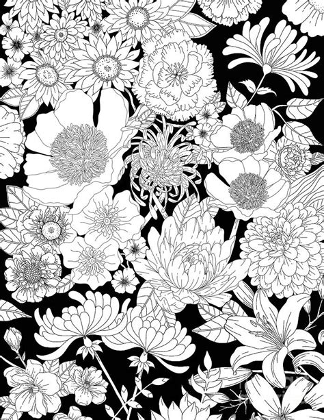 Adult coloring canvas adult coloring throw pillow. Floral Fabric Pillow Coloring Page Drawing by Lisa Brando