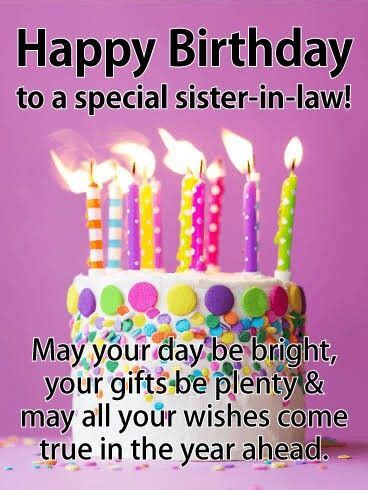 You may not see her or talk to her happiest birthday to you, my dear sister in law! Pin by Cheryl Thomson on Birthday cards | Birthday wishes ...