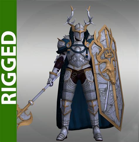 Stag knight 3D Rigged Model rigged | CGTrader