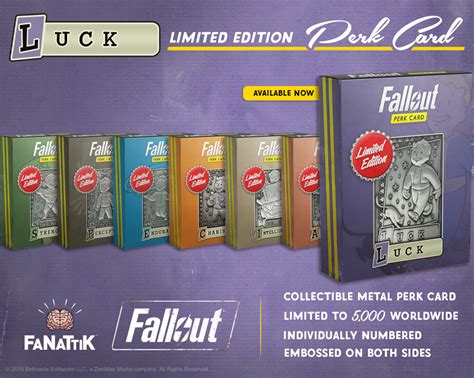 Gift of gab, which grants double xp during speech challenges and discovering new locations. Fallout: Replica Perk Card - Luck | at Mighty Ape NZ