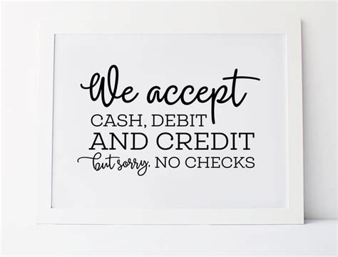 Weddings can be expensive and complicated. Payment Sign We Accept Cash Debit And Credit But Sorry No | Etsy | Printable wedding sign ...