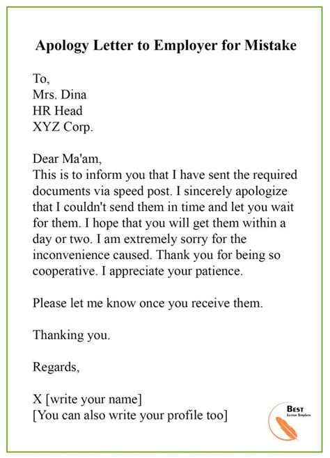 Let our letter help you advance your career! Apology Letter Template for Mistake - Format, Sample ...