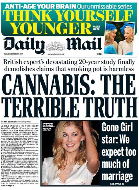 See the front page of daily mail newspaper from uk for tuesday, 18 may 2021 or view our archive of thousands of newspaper front pages. Daily mail front page: cannabis: the terrible truth. # ...