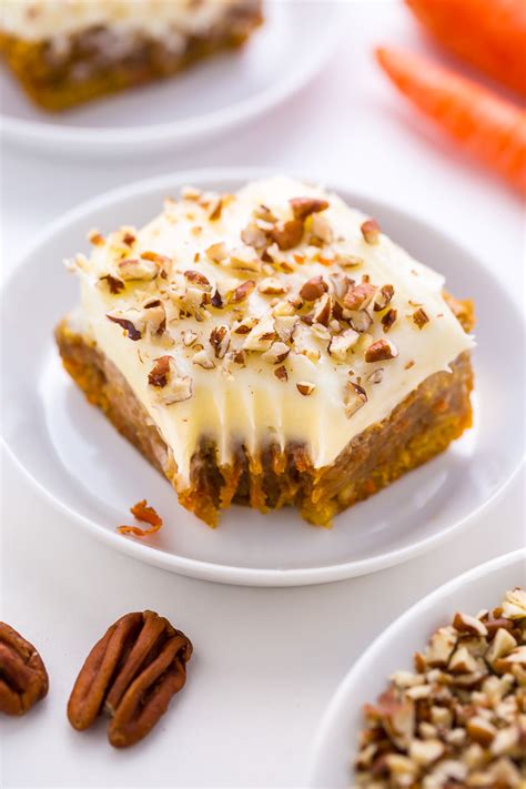 Paleo carrot cake blondies made with 9 basic ingredients. Carrot Cake Blondies - Baker by Nature