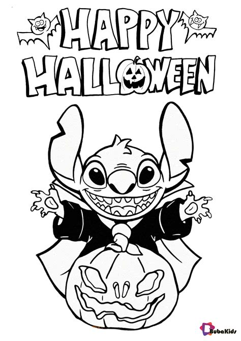 When the child will get older, their degree. Disney Stitch happy halloween coloring pages | BubaKids.com