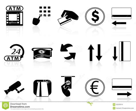 Em qualquer sítio e a qualquer hora, o multibanco. Atm Machine And Credit Card Icons Set Stock Vector ...