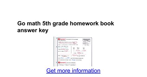 Navigate to your page and exercise. Go math 5th grade homework book answer key - Google Docs