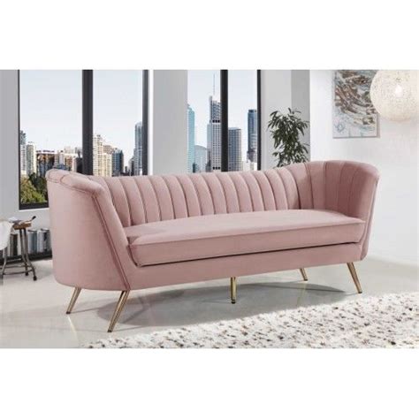 Check out the latest styles and textures of pink a wide variety of pink velvet upholstery fabric options are available to you, such as woven, knitted and nonwoven.you can also choose from sofa. Blush Pink Velvet Channel Tufted Sofa Gold Legs | Gold ...