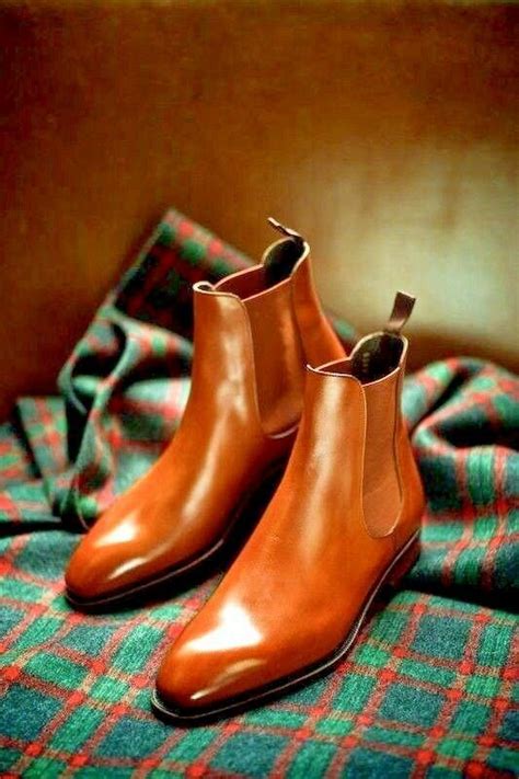 The chelsea boot dates back to the victorian era. Handmade Men's Tan Leather Chelsea Ankle Dress Formal ...