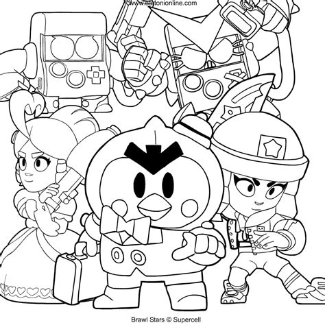 Unsere ausmalbilder fuehren sie in den 8 bit charakter aus dem brawl stars spiel ein. Drawing of Brawl Stars coloring page