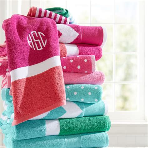Find bath towels, robes, shower curtains and more and create a refreshing retreat at home. Color Block Bath Towels - Sale | Pottery Barn Teen