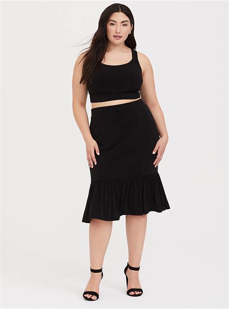 Browse the latest styles in women's sweaters. Black Studio Knit Mermaid Mini Skirt & Crop Top Set - Plus ...