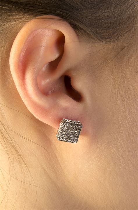 See more ideas about diamond earrings, earrings, diamond. Square Diamond Stud Earrings for Pierced Ears - Jane McKenzie Jewellery