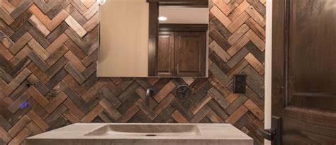 Made of 100 % solid wood. Reclaimed wood wall tile